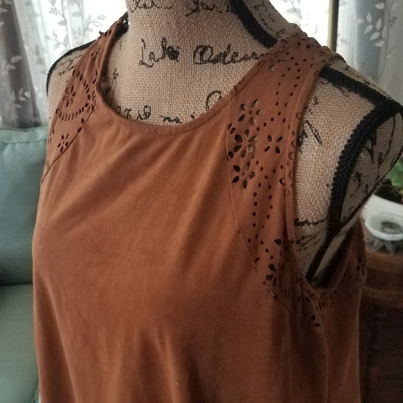 American Rag Faux Suede Eyelet Tank - Picture 2 of 3